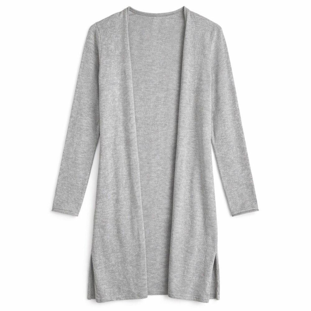 J McLaughlin Open Front Cardigan Cashmere Knit Gray Wm’s S Minimalist Luxe Class